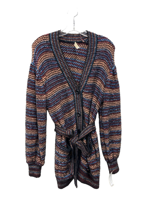 Ulla Johnson Size P/XS Blue, Black, Red, Pink Cotton Woven V Neck Cardigan Blue, Black, Red, Pink / P/XS