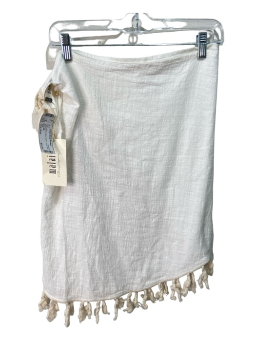 Malai White Cotton Gauze Tassle Hem scarf White / One Size