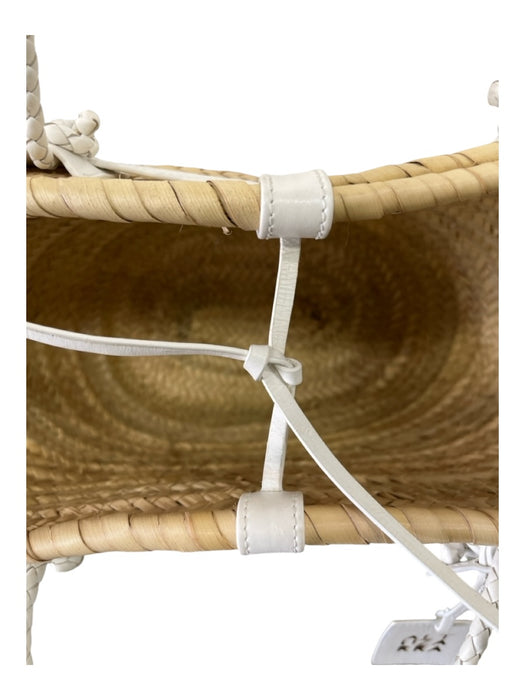 Altuzarra Beige & White Raffia Leather Trim Braided Handle Beach Bag Bag Beige & White / Large