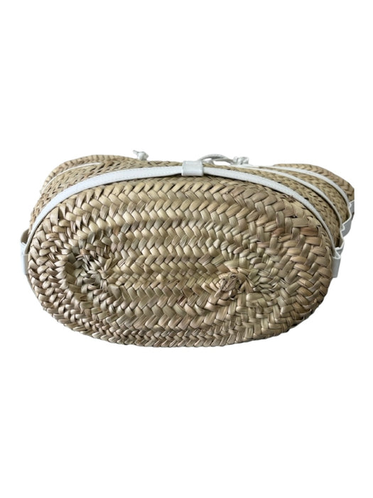 Altuzarra Beige & White Raffia Leather Trim Braided Handle Beach Bag Bag Beige & White / Large