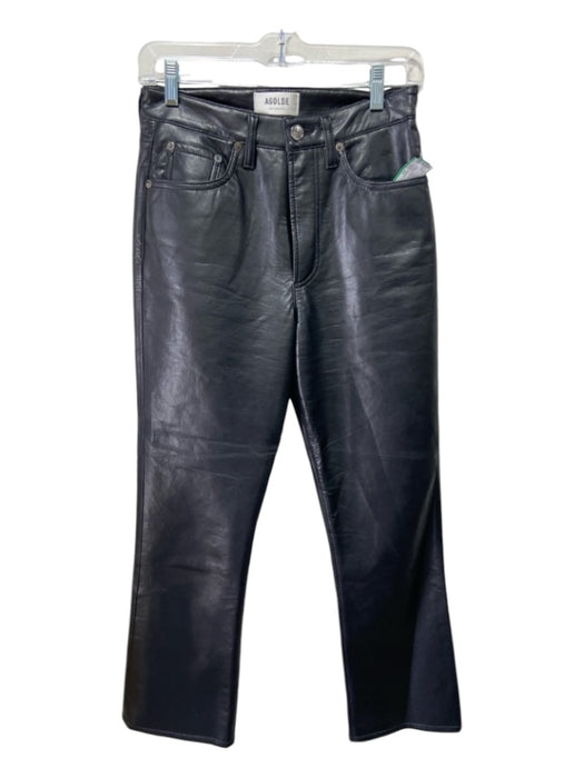 Agolde Size 24 Black Recycled Leather blend High Rise Straight Pants Black / 24