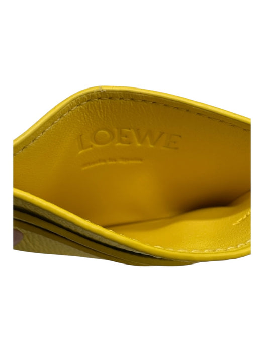 Loewe Yellow Pebble Leather Embellished Card Holder Wallets Yellow