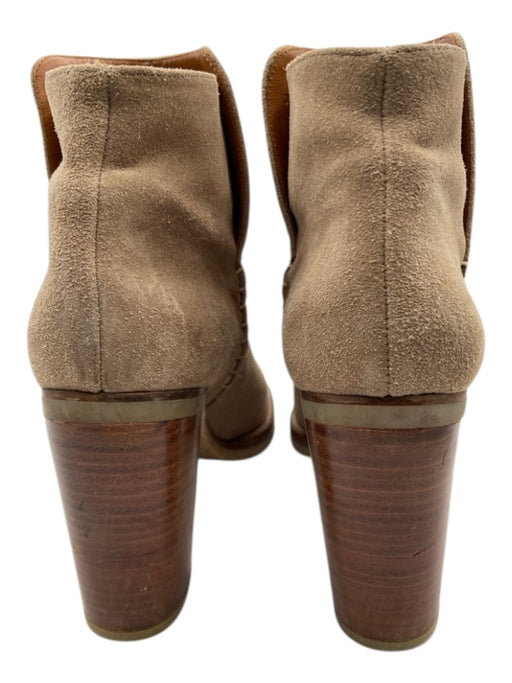 Massimo Dutti Shoe Size 39 Beige Suede Stitching Stacked Block Heel Booties Beige / 39