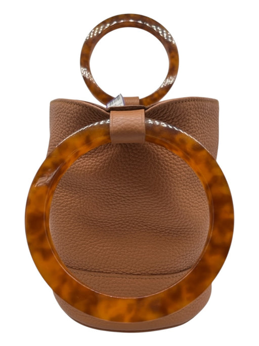 Simon Miller Tan Brown Pebbled Leather Circular Handle Two Handles Bucket Bag Tan Brown / Small
