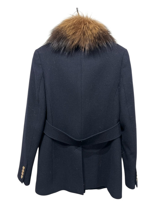 Theory Size S Navy & Bronze Wool Fox Fur Buttons Collar Coat Navy & Bronze / S
