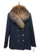 Theory Size S Navy & Bronze Wool Fox Fur Buttons Collar Coat Navy & Bronze / S