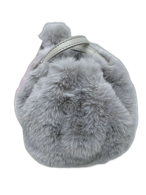 The Cashmere Project Light Blue Gray Polyester Fur Drawstring Closure Bucket Bag Light Blue Gray / S