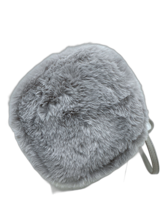 The Cashmere Project Light Blue Gray Polyester Fur Drawstring Closure Bucket Bag Light Blue Gray / S