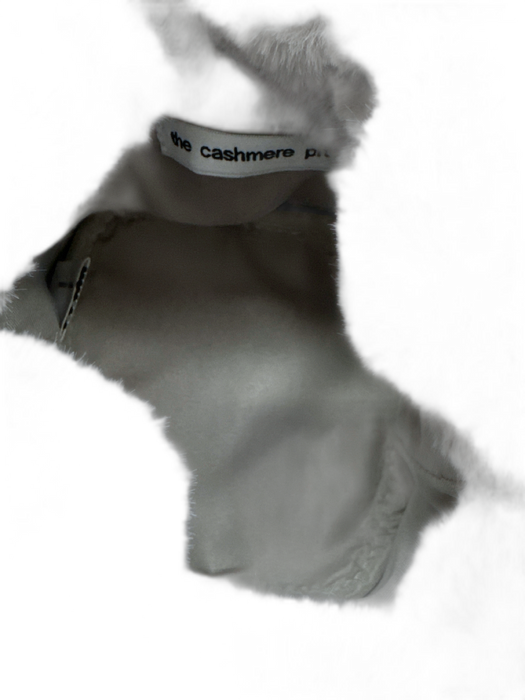 The Cashmere Project Light Blue Gray Polyester Fur Drawstring Closure Bucket Bag Light Blue Gray / S