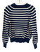 J Crew Size S Blue & White Cotton Blend Striped Long Sleeve Crewneck Sweater Blue & White / S