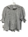 Doen Size XS Grey Cotton Striped Ruffle V Neck Puff Sleeve Top Grey / XS