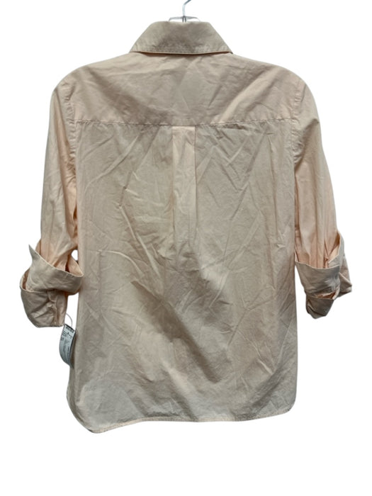 TWP Size XS Peach Cotton Button Front 3/4 Sleeve Collared Top Peach / XS