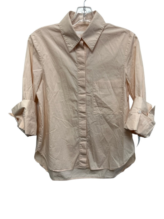 TWP Size XS Peach Cotton Button Front 3/4 Sleeve Collared Top Peach / XS