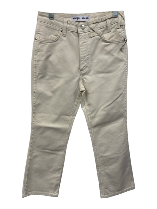 Wrangler x Staud Size 26 Cream Cotton Blend Zip & Button High Rise Jeans Cream / 26
