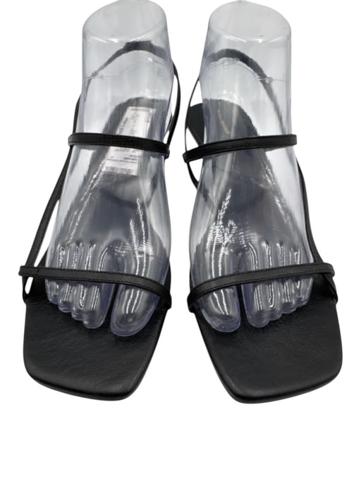 Reformation Shoe Size 8.5 Black Leather Square Toe Kitten Heel Slingback Sandals Black / 8.5