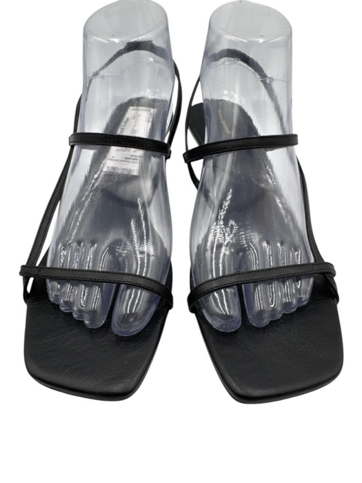 Reformation Shoe Size 8.5 Black Leather Square Toe Kitten Heel Slingback Sandals Black / 8.5