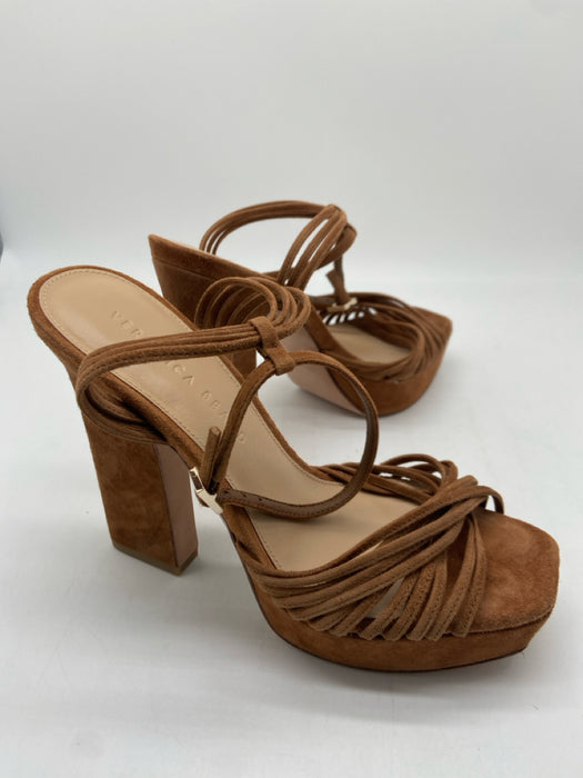 Veronica Beard Shoe Size 7 Brown Suede Square Toe Platform Block Heel Sandals