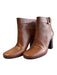 Prada Shoe Size 40 Brown Leather Silver Buckle Stacked Heel Almond Toe Booties Brown / 40