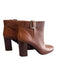 Prada Shoe Size 40 Brown Leather Silver Buckle Stacked Heel Almond Toe Booties Brown / 40