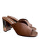 Miu Miu Shoe Size 39 Brown & Silver Leather Open Square Toe Open Heel Shoes Brown & Silver / 39