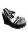 Marni Shoe Size 40 Black Green & Gray Leather Strappy Perforated Wedge Shoes Black Green & Gray / 40