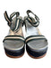 Marni Shoe Size 40 Black Green & Gray Leather Strappy Perforated Wedge Shoes Black Green & Gray / 40