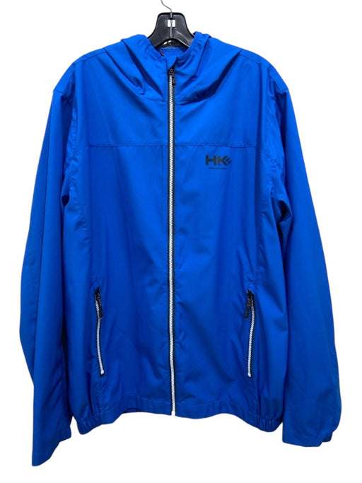 Hawke & Co. Size L Blue Synthetic Solid Windbreaker Zip Up Men's Jacket L