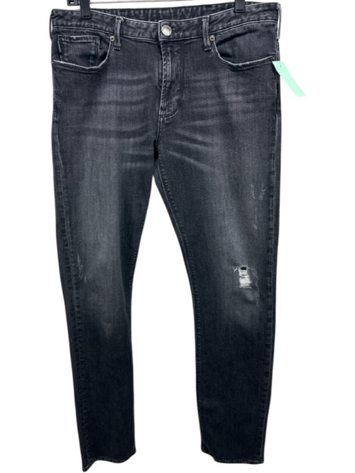 Armani Size 33 Faded Black Cotton Blend Solid Distressed Jean Men's Pants 33