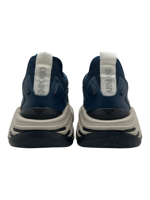 Armani Shoe Size 12 White & Blue Leather & Canvas Two Tone Sneaker Men's Shoes 12