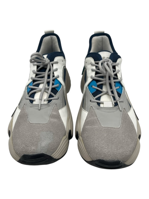 Armani Shoe Size 12 White & Blue Leather & Canvas Two Tone Sneaker Men's Shoes 12