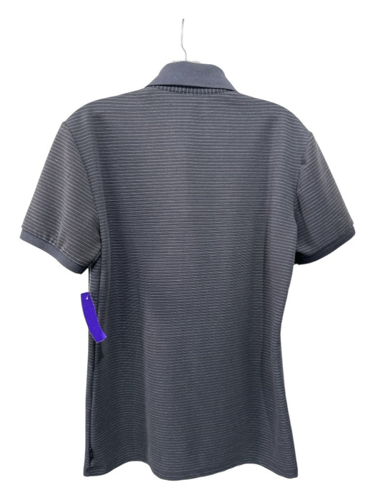 Armani Size M Gray & Blue Synthetic Striped Polo Men's Short Sleeve Gray & Blue / M