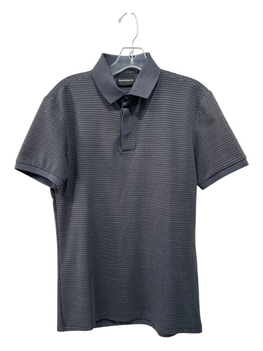 Armani Size M Gray & Blue Synthetic Striped Polo Men's Short Sleeve Gray & Blue / M