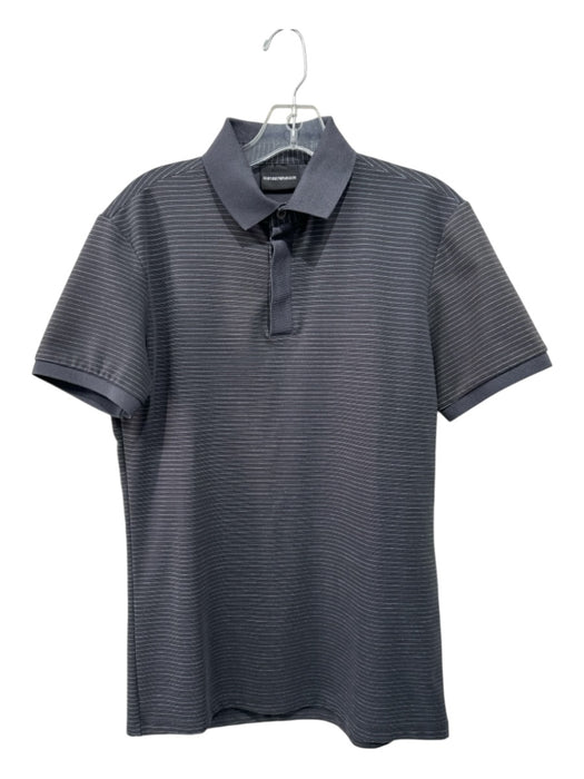 Armani Size M Gray & Blue Synthetic Striped Polo Men's Short Sleeve Gray & Blue / M