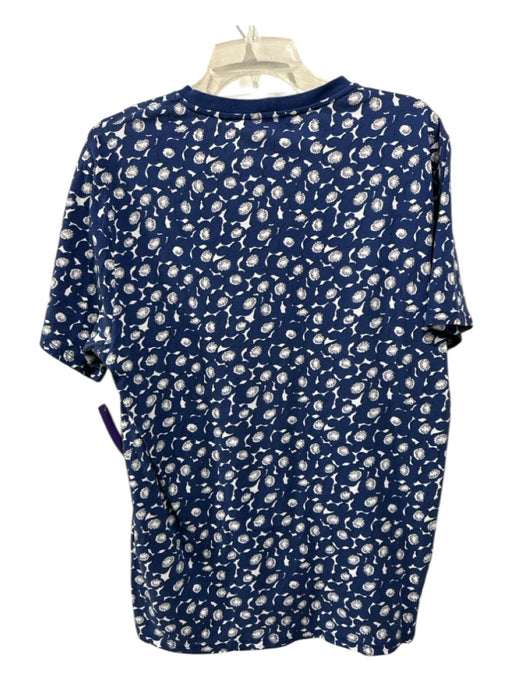 Sandro Size 1 Blue & White Cotton Floral T shirt Crew Men's Short Sleeve Blue & White / 1