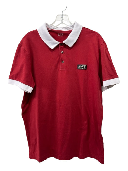 Armani Size XL Red Cotton Blend Solid Polo Men's Short Sleeve Red / XL