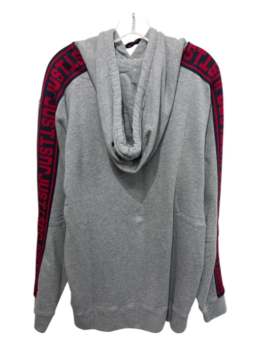 Justcavalli Size L Gray & Red Cotton Hoodie Men's Jacket Gray & Red / L