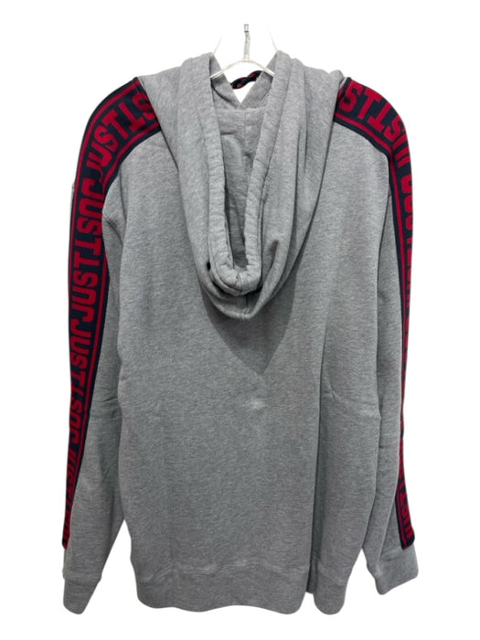 Justcavalli Size L Gray & Red Cotton Hoodie Men's Jacket Gray & Red / L