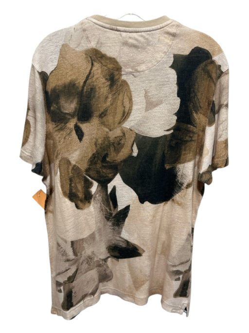 Ted Baker Size 4 Brown & Multi Linen Men's Short Sleeve Brown & Multi / 4