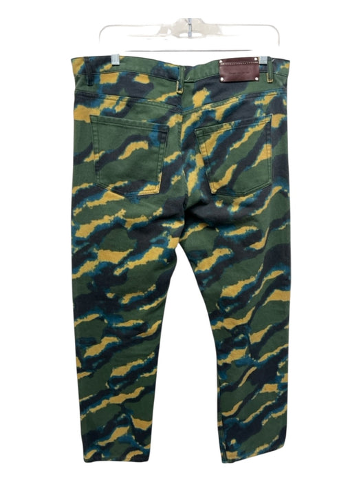 Dries Van Noten Size Est M Green & Multi Cotton Abstract Button Fly Men's Pants Green & Multi / Est M