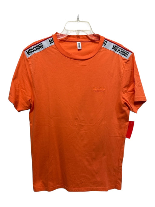 Moschino Size L Orange Cotton Blend Solid T shirt Crew Men's Short Sleeve Orange / L