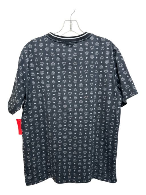 MCM Size L Black Cotton logo T shirt Crew Men's Short Sleeve Black / L