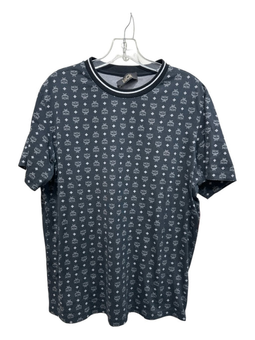 MCM Size L Black Cotton logo T shirt Crew Men's Short Sleeve Black / L