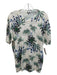 Kenzo Size Est L White & Blue Cotton Blend Floral Knit Crew Men's Short Sleeve White & Blue / Est L