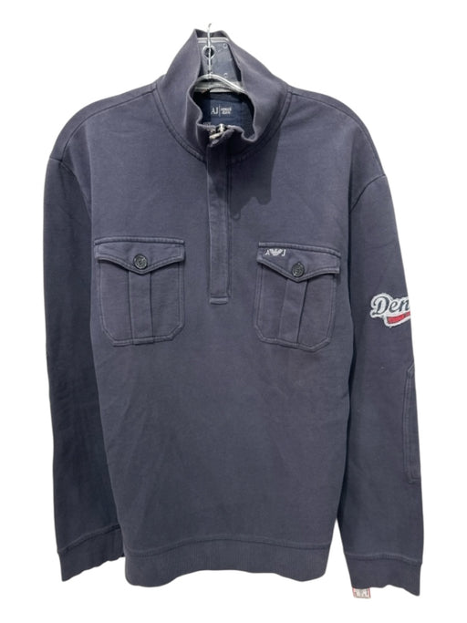 Armani Jeans Size L Faded Black Cotton Blend Solid Sweatshirt Long Sleeve Shirt Faded Black / L