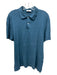 Sandro Size Est L Blue Linen Blend Solid Polo Men's Short Sleeve Blue / Est L