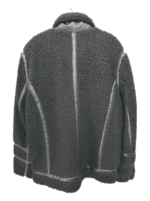 Karl Lagerfeld Size L Black Synthetic fleece Zip UP Moto Men's Jacket Black / L