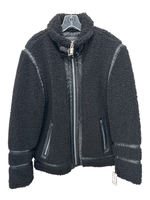 Karl Lagerfeld Size L Black Synthetic fleece Zip UP Moto Men's Jacket Black / L