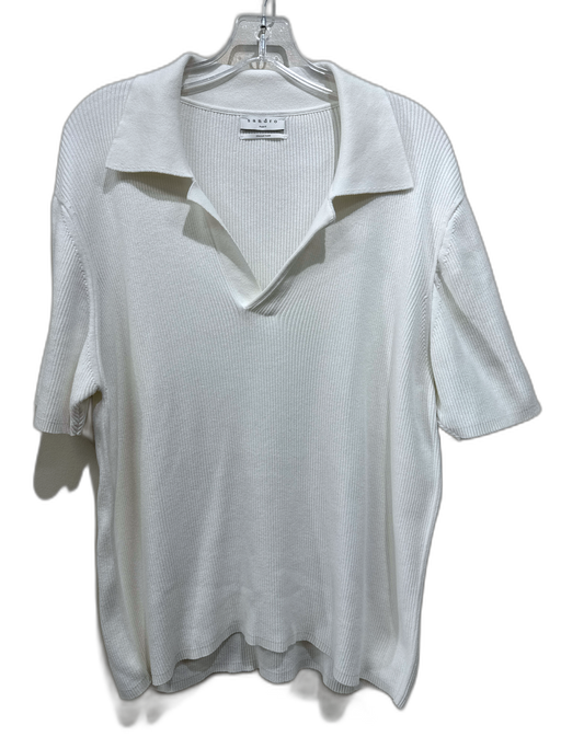 Sandro Size Est XL White Solid Men's Short Sleeve White / Est XL