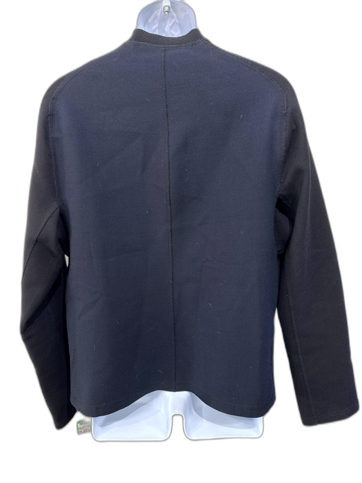 Lanvin AS IS Size 52 Navy Blue Viscose Solid Zipper Men's Jacket Navy Blue / 52