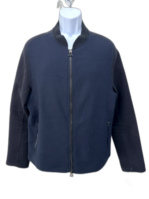Lanvin AS IS Size 52 Navy Blue Viscose Solid Zipper Men's Jacket Navy Blue / 52